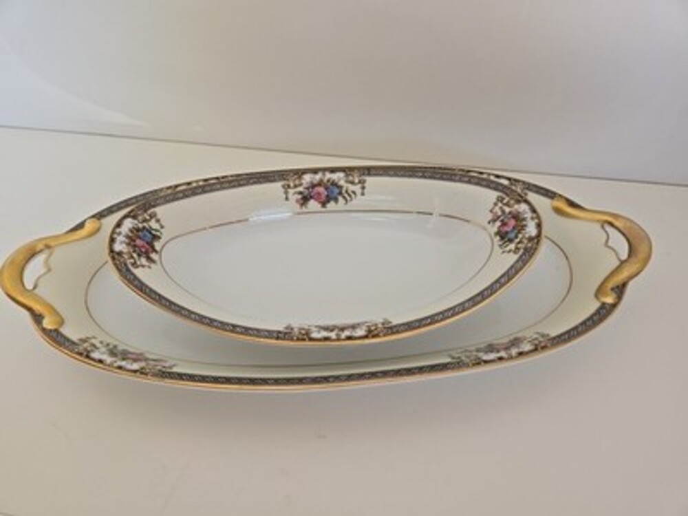 Serving Dishes - Noritake Grasmere Serving Platter Celery And Bowl